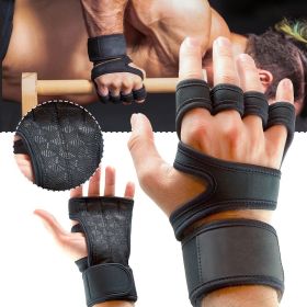 1 Pairs Unisex Weightlifting Training Gloves Fitness Sports Body Building Gymnastics Gym Hand Wrist Palm Protector Gloves - Red - M