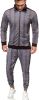Men's 2 Pieces Tracksuits Jacket and Pants Casual Full Zip Running Jogging Athletic Plaid Sports Sweatsuits - S - Dark grey
