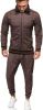 Men's 2 Pieces Tracksuits Jacket and Pants Casual Full Zip Running Jogging Athletic Plaid Sports Sweatsuits - XL - Coffee