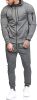Men's 2 Pieces Tracksuits Running Jogging Athletic Casual Outfits Suit Solid Full Zip Sports Hooded Pants Sweatsuits - L - grey1