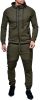 Men's 2 Pieces Tracksuits Running Jogging Athletic Casual Outfits Suit Solid Full Zip Sports Hooded Pants Sweatsuits - M - army green