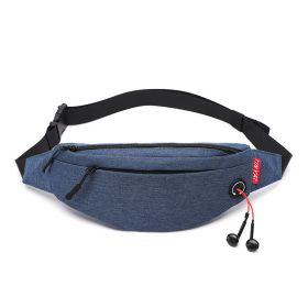 Men's Sports Waist Bag Mobile Phone Waist Bag Outdoor Waterproof Shoulder Messenger Bag - Dark Blue