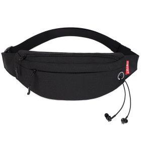 Men's Sports Waist Bag Mobile Phone Waist Bag Outdoor Waterproof Shoulder Messenger Bag - Black