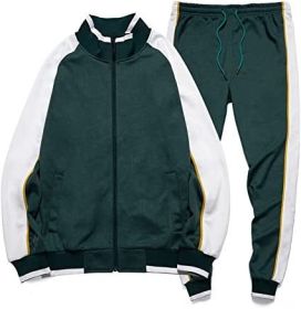 Women's 2 Pieces Tracksuits Casual Running Jogging Athletic Casual Outfits Full Zip Suit Gym Sports Sweatsuits - M - green