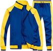 Women's 2 Pieces Tracksuits Casual Running Jogging Athletic Casual Outfits Full Zip Suit Gym Sports Sweatsuits - XXL - blue