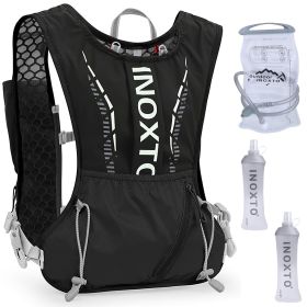 Sport Hydration Vest Running Backpack with 15oz 50oz Water Bladder Adjustable Strap Storage Bag for Trail Running Marathon Race Hiking - Black