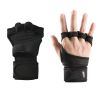 1 Pairs Unisex Weightlifting Training Gloves Fitness Sports Body Building Gymnastics Gym Hand Wrist Palm Protector Gloves - Black - L