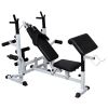 Weight Bench with Weight Rack; Barbell and Dumbbell Set 264.6 lb - Black