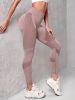 3pcs Seamless Striped Yoga Leggings For Women, High Stretch Slim Fitted Workout Gym Sports Pants, Women's Activewear - Mixed Colour - L(8/10)